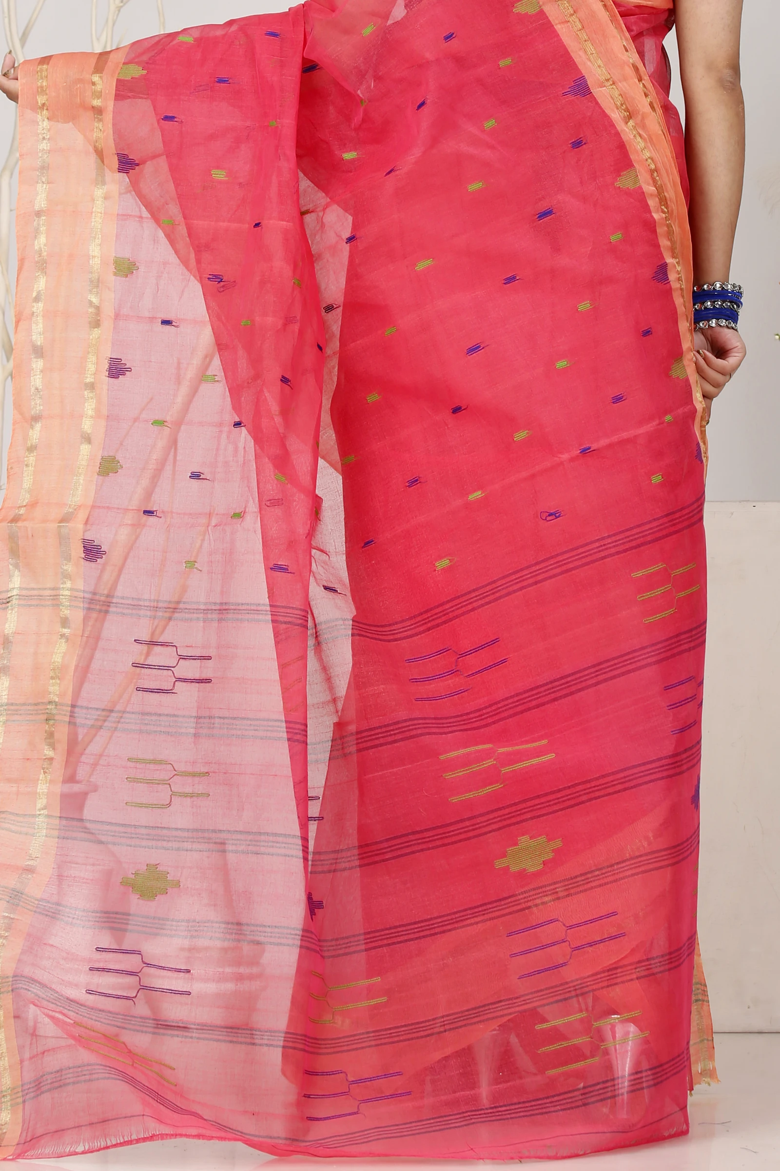Pink Pure Cotton Metu Tant Saree (1563)