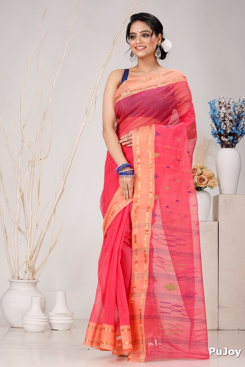 Pink Pure Cotton Metu Tant Saree (1563)