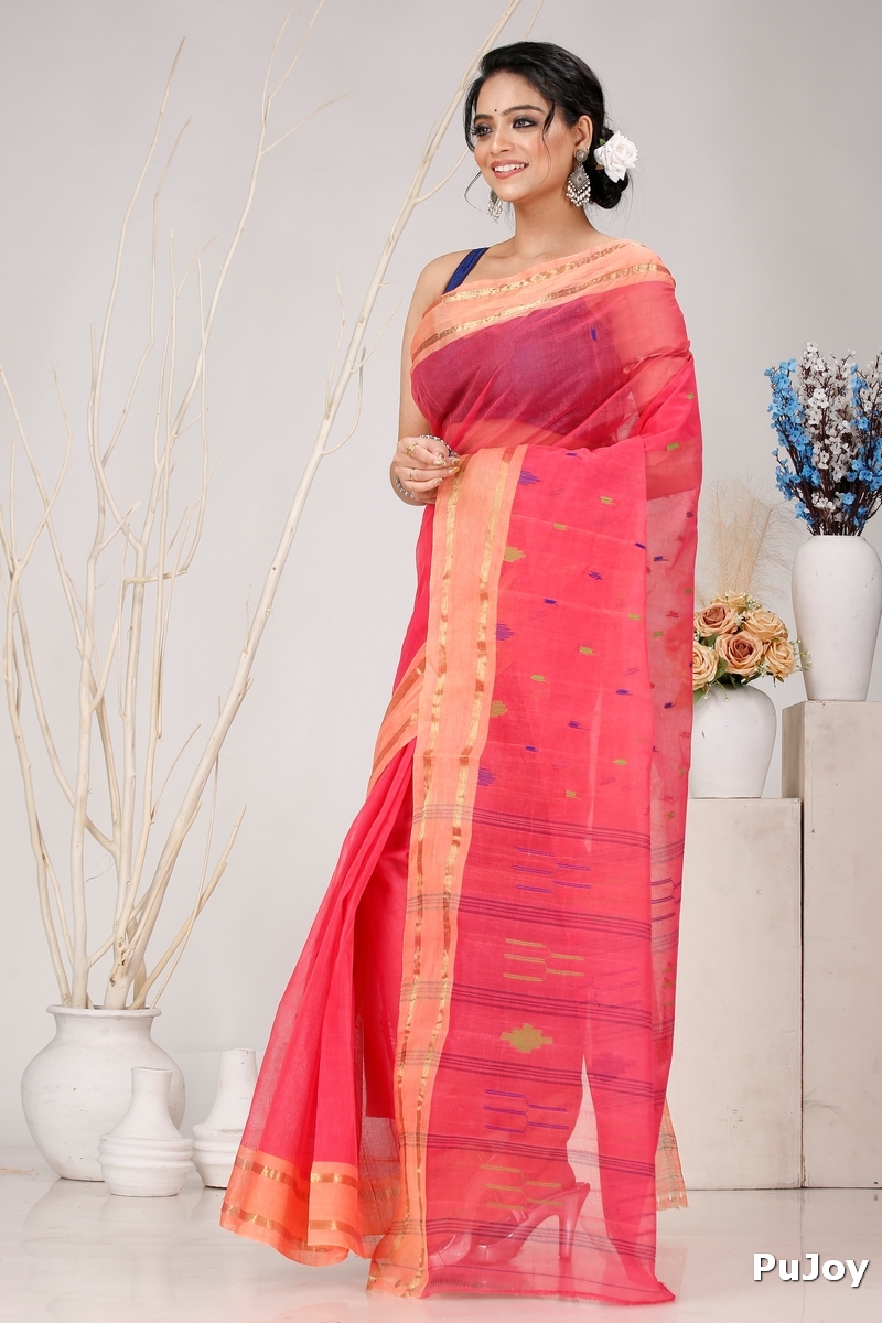 Pink Pure Cotton Metu Tant Saree (1563)
