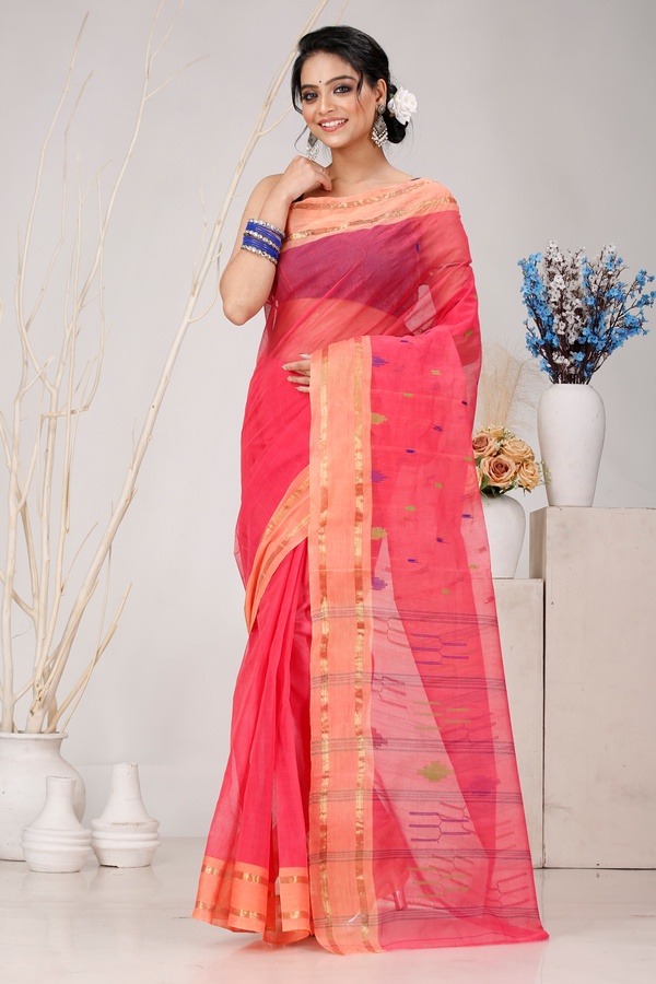 Pink Pure Cotton Metu Tant Saree (1563)