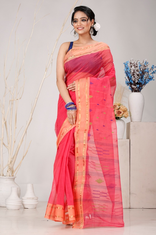 Pink Pure Cotton Metu Tant Saree (1563)