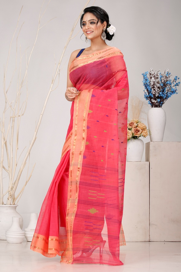 Pink Pure Cotton Metu Tant Saree (1563)