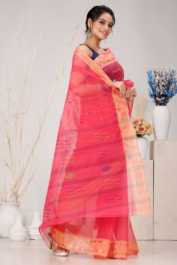Pink Pure Cotton Metu Tant Saree (1563)