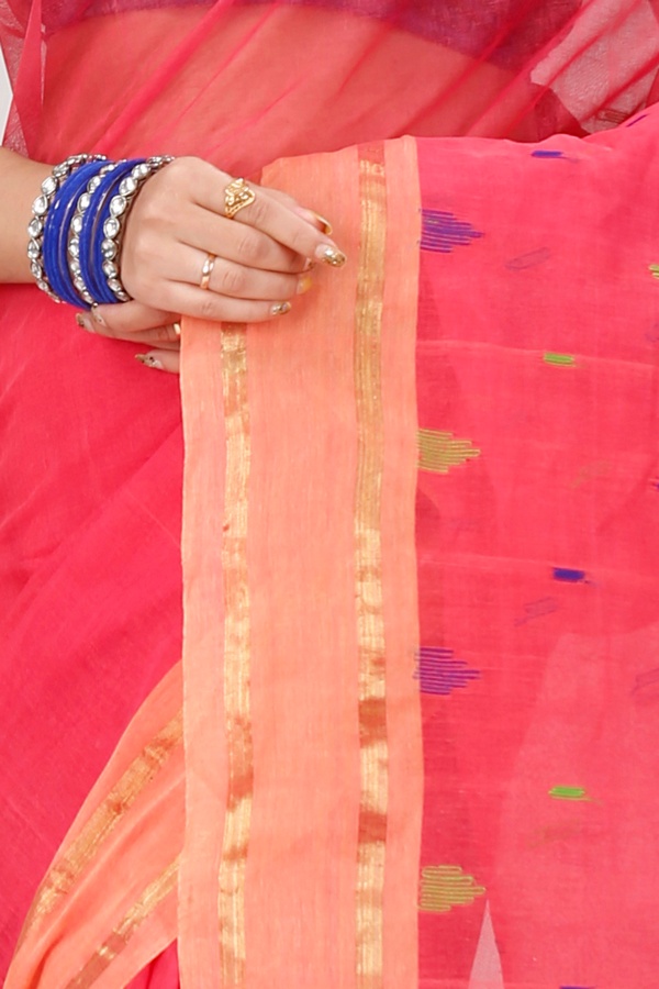 Pink Pure Cotton Metu Tant Saree (1563)