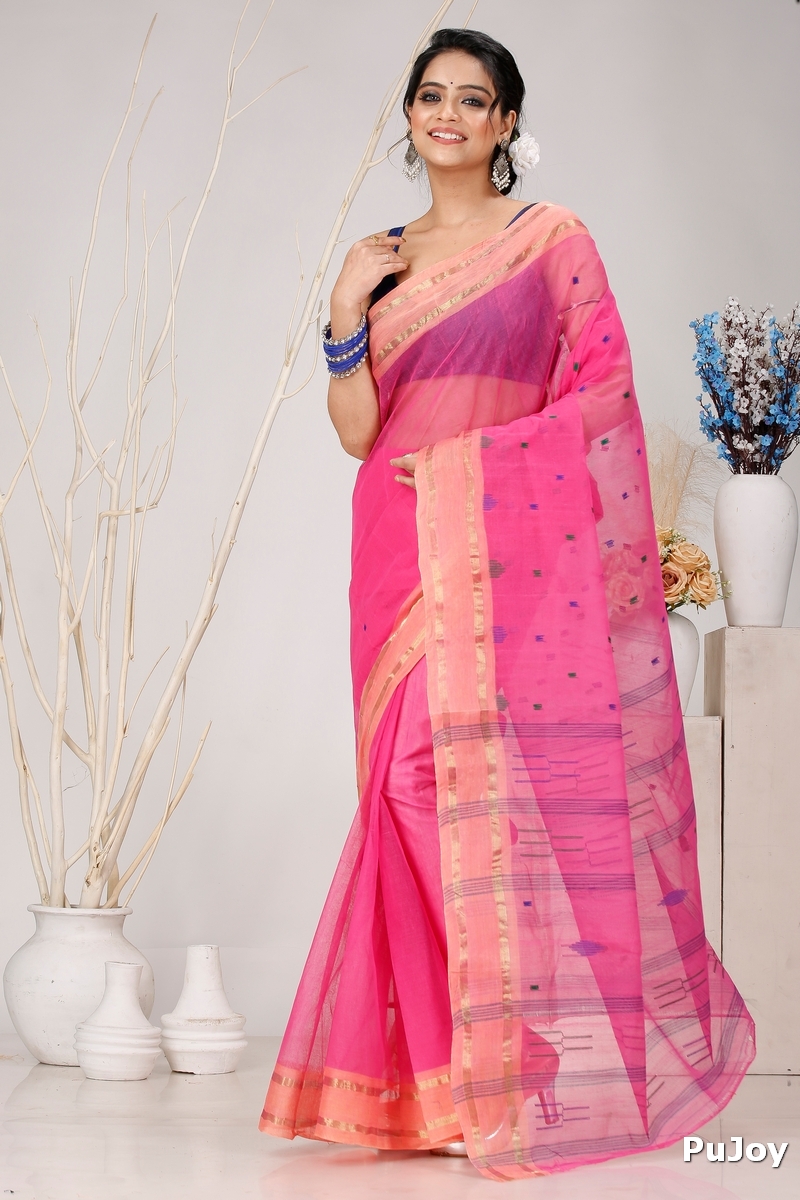 Baby Pink Pure Cotton Metu Tant Saree (1564)