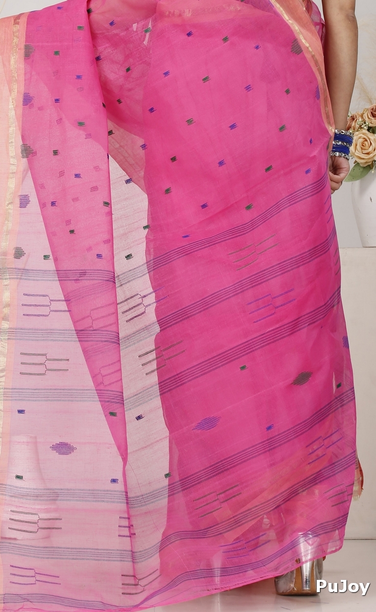 Baby Pink Pure Cotton Metu Tant Saree (1564)