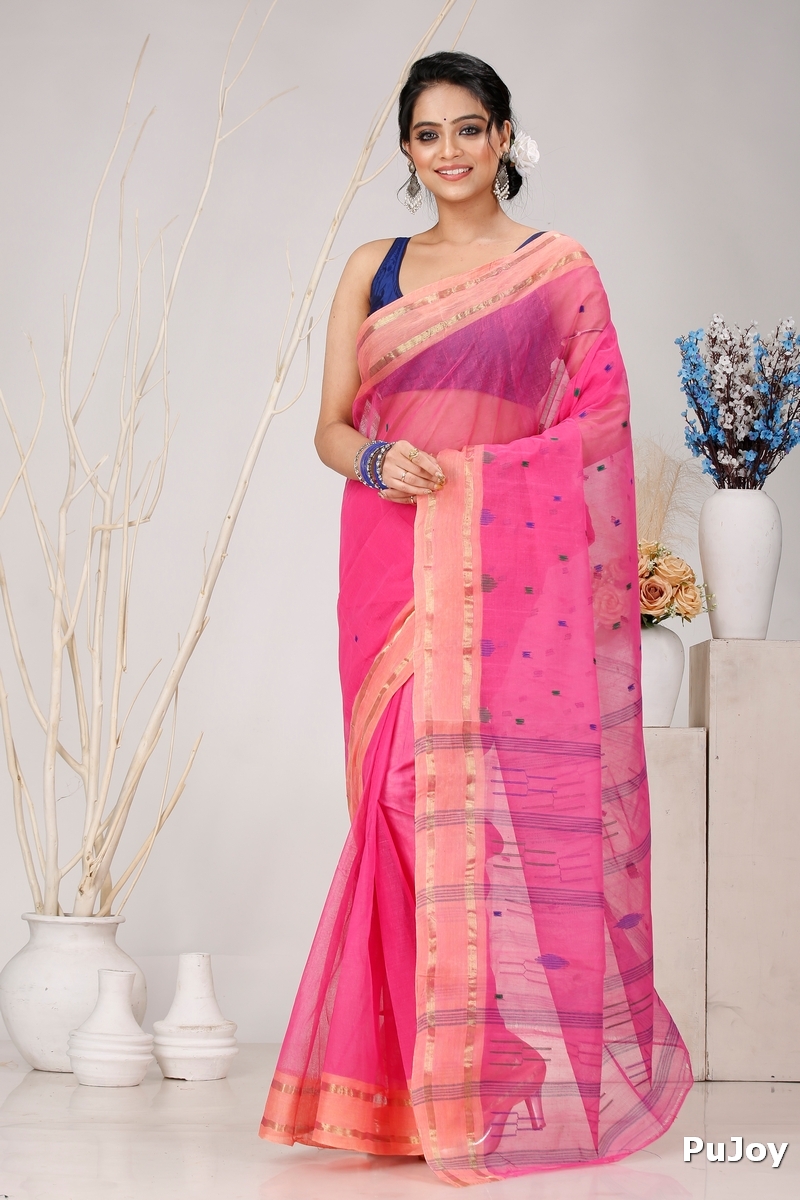 Baby Pink Pure Cotton Metu Tant Saree (1564)