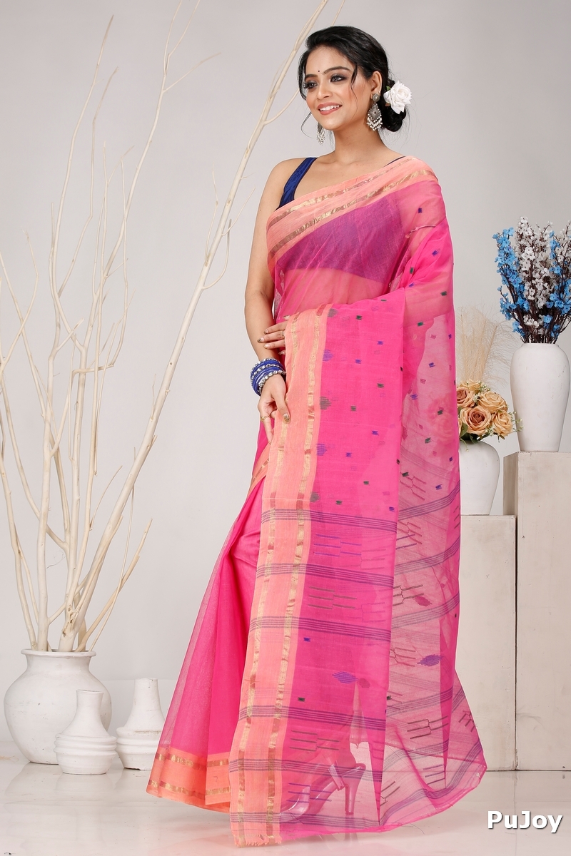 Baby Pink Pure Cotton Metu Tant Saree (1564)