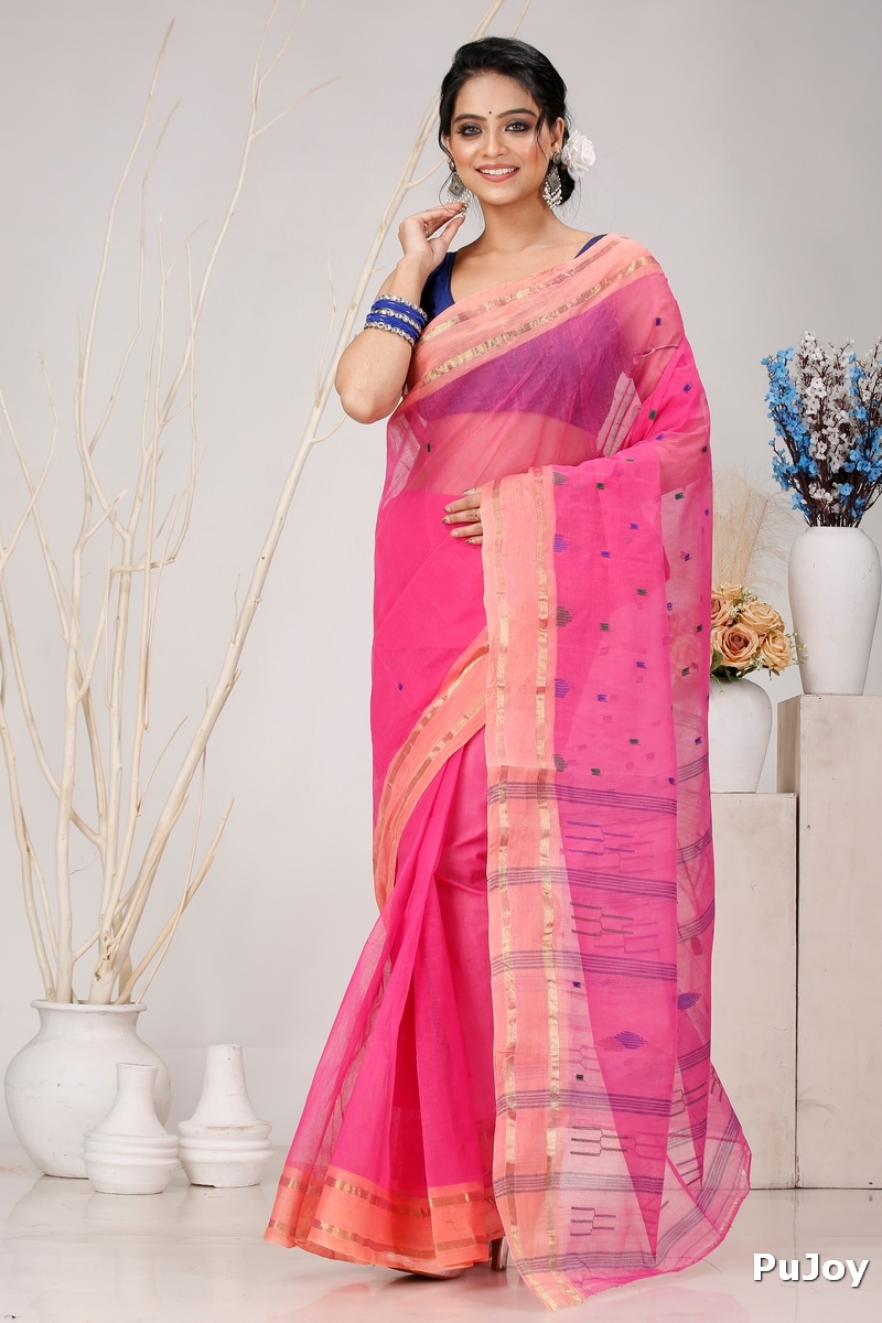 Baby Pink Pure Cotton Metu Tant Saree (1564)