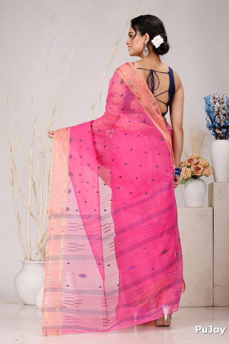 Baby Pink Pure Cotton Metu Tant Saree (1564)