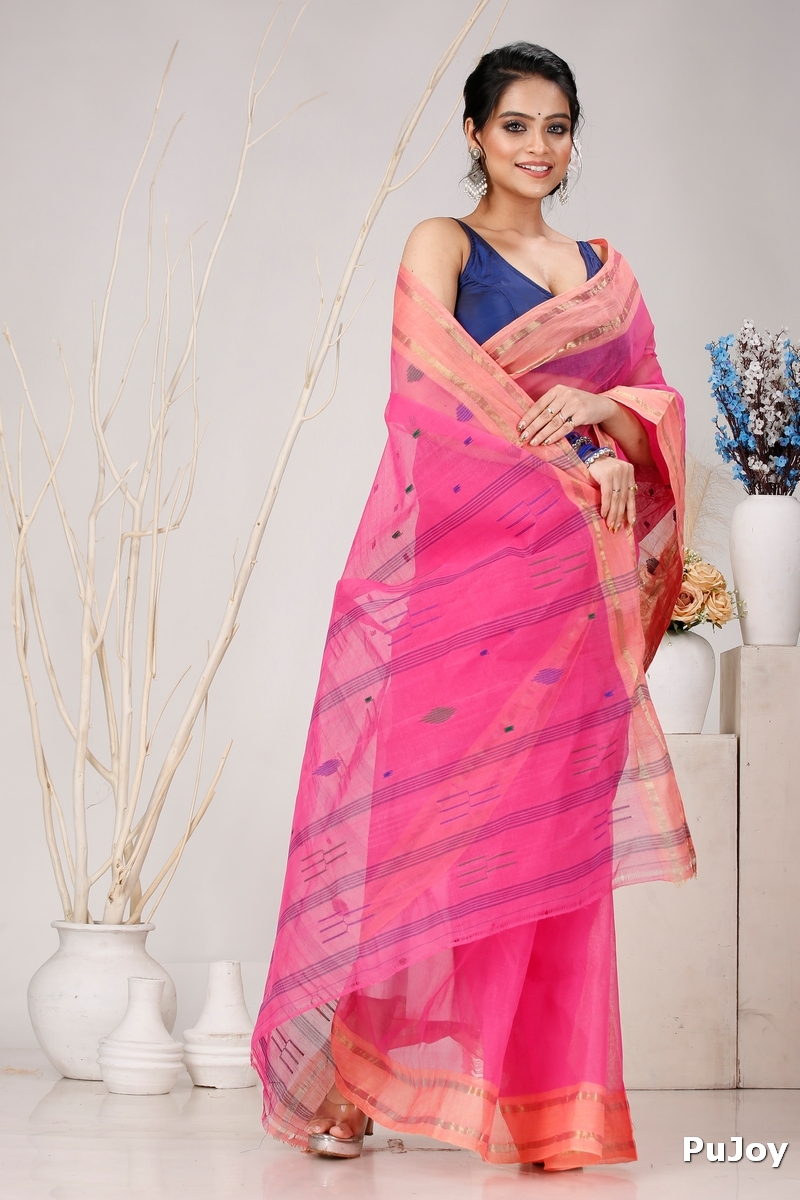 Baby Pink Pure Cotton Metu Tant Saree (1564)