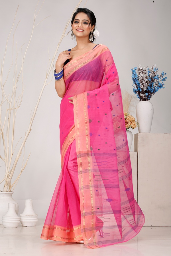 Baby Pink Pure Cotton Metu Tant Saree (1564)