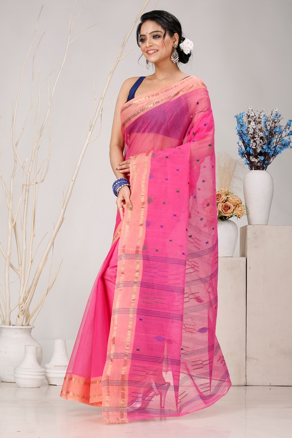 Baby Pink Pure Cotton Metu Tant Saree (1564)
