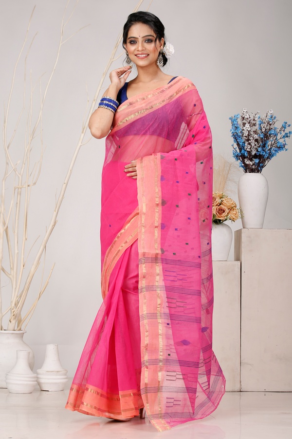 Baby Pink Pure Cotton Metu Tant Saree (1564)