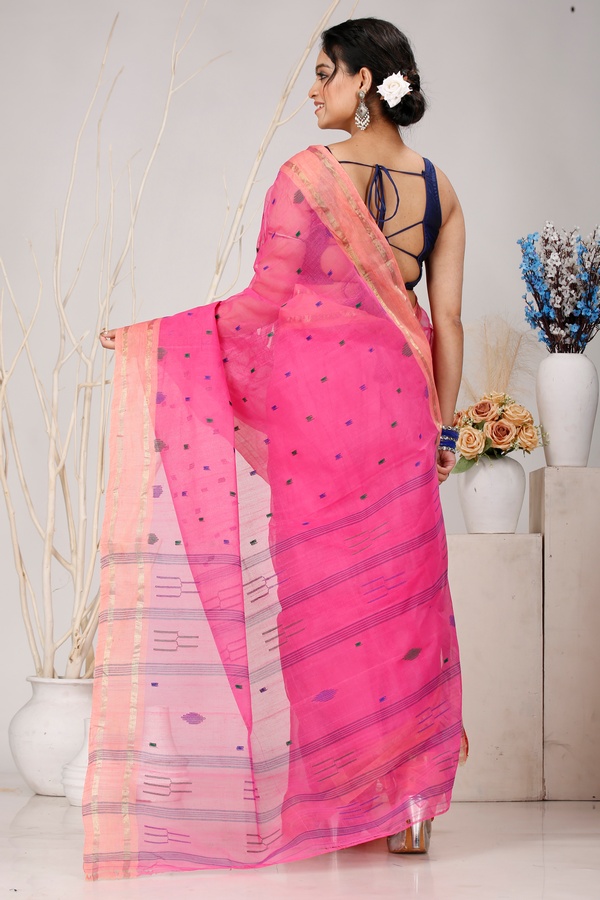 Baby Pink Pure Cotton Metu Tant Saree (1564)