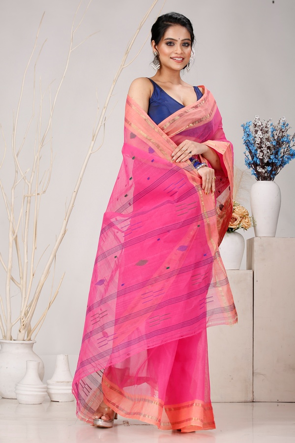 Baby Pink Pure Cotton Metu Tant Saree (1564)