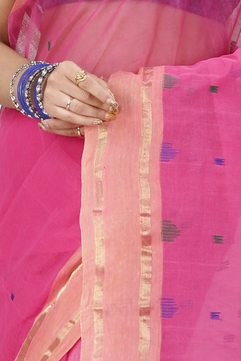 Baby Pink Pure Cotton Metu Tant Saree (1564)