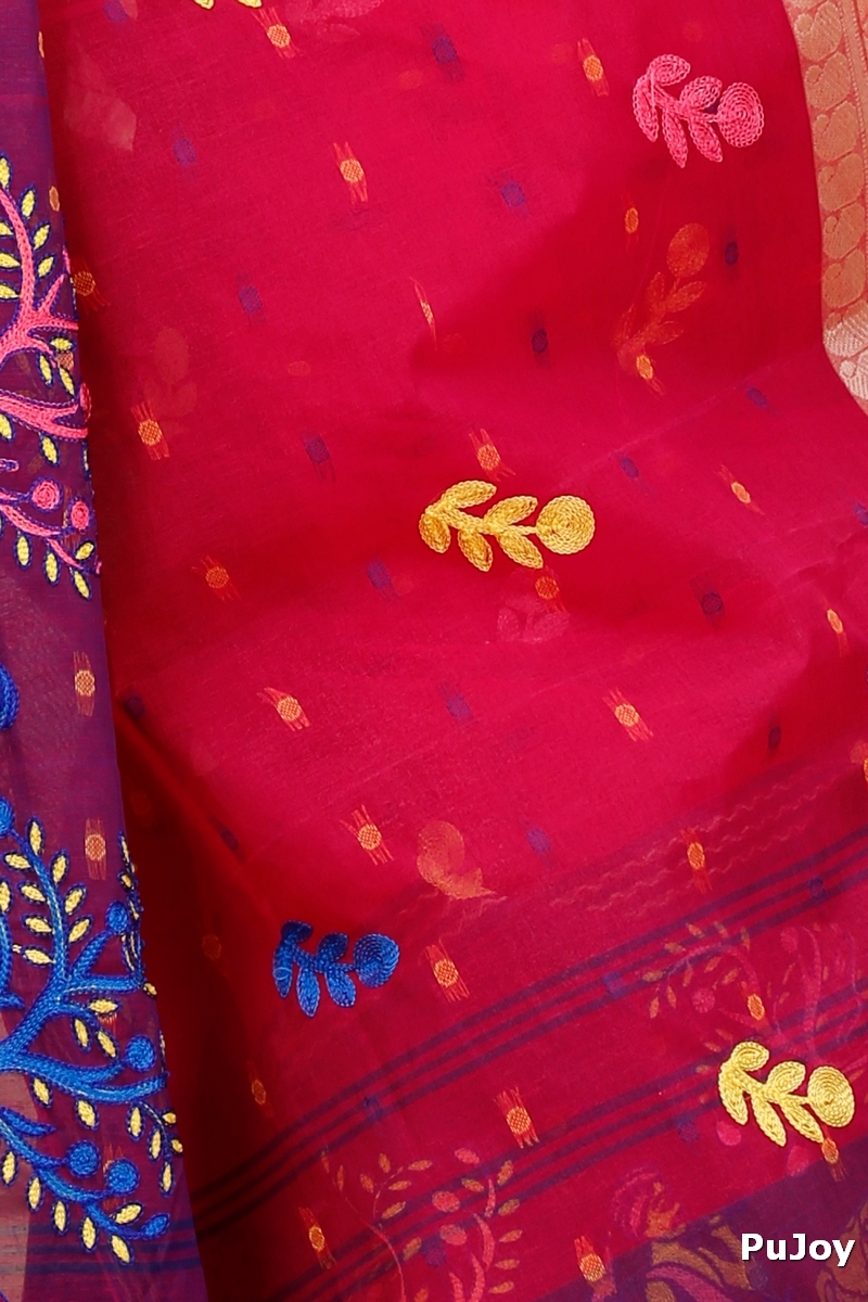 Pink Pure Cotton Embi Ganga Agri Tant Embroidery (1565)