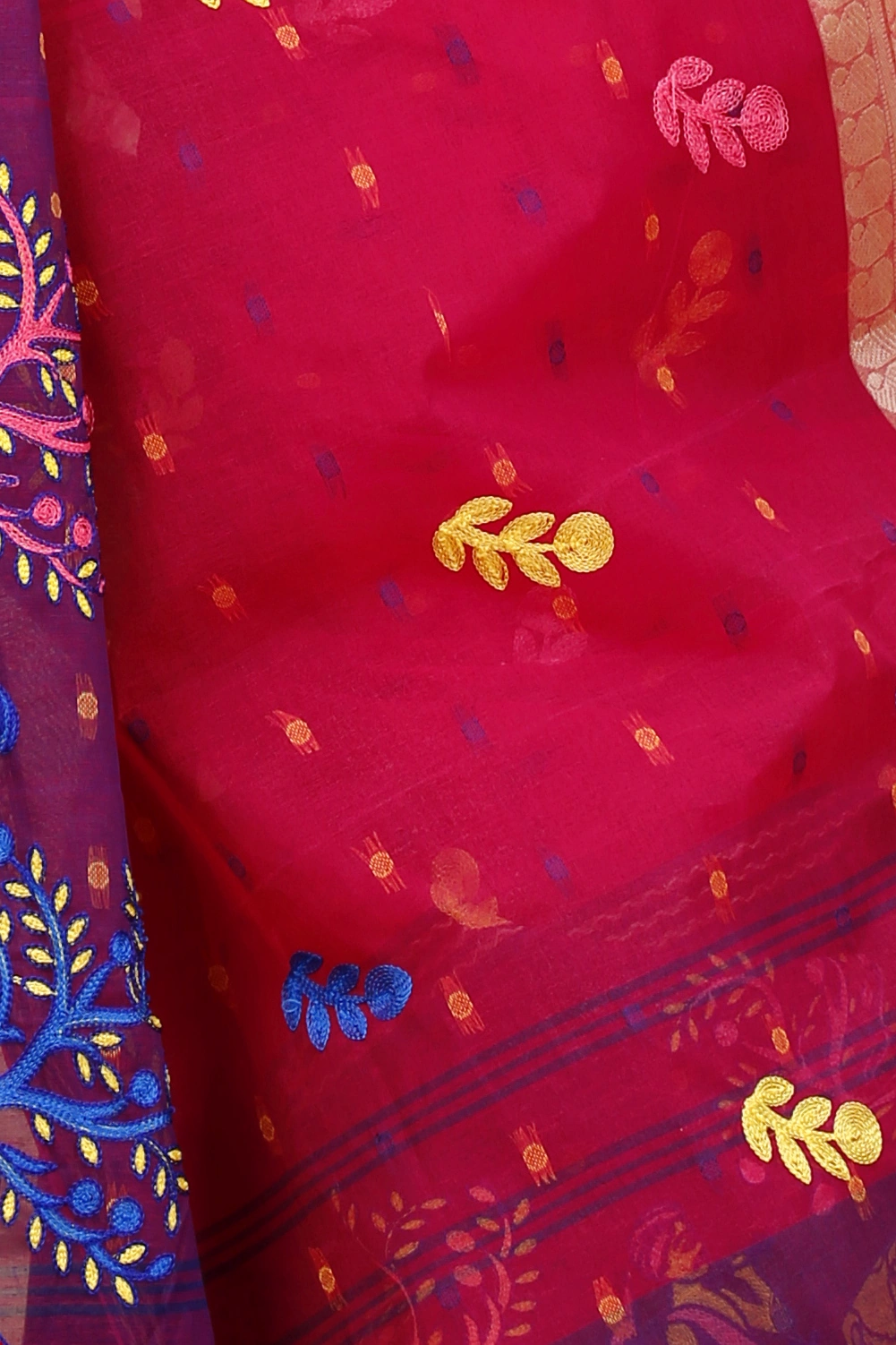 Pink Pure Cotton Embi Ganga Agri Tant Embroidery (1565)