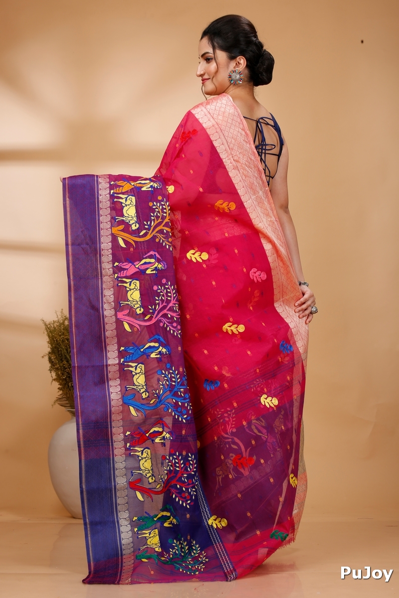 Pink Pure Cotton Embi Ganga Agri Tant Embroidery (1565)