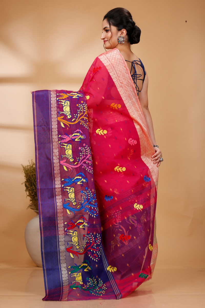 Pink Pure Cotton Embi Ganga Agri Tant Embroidery (1565)