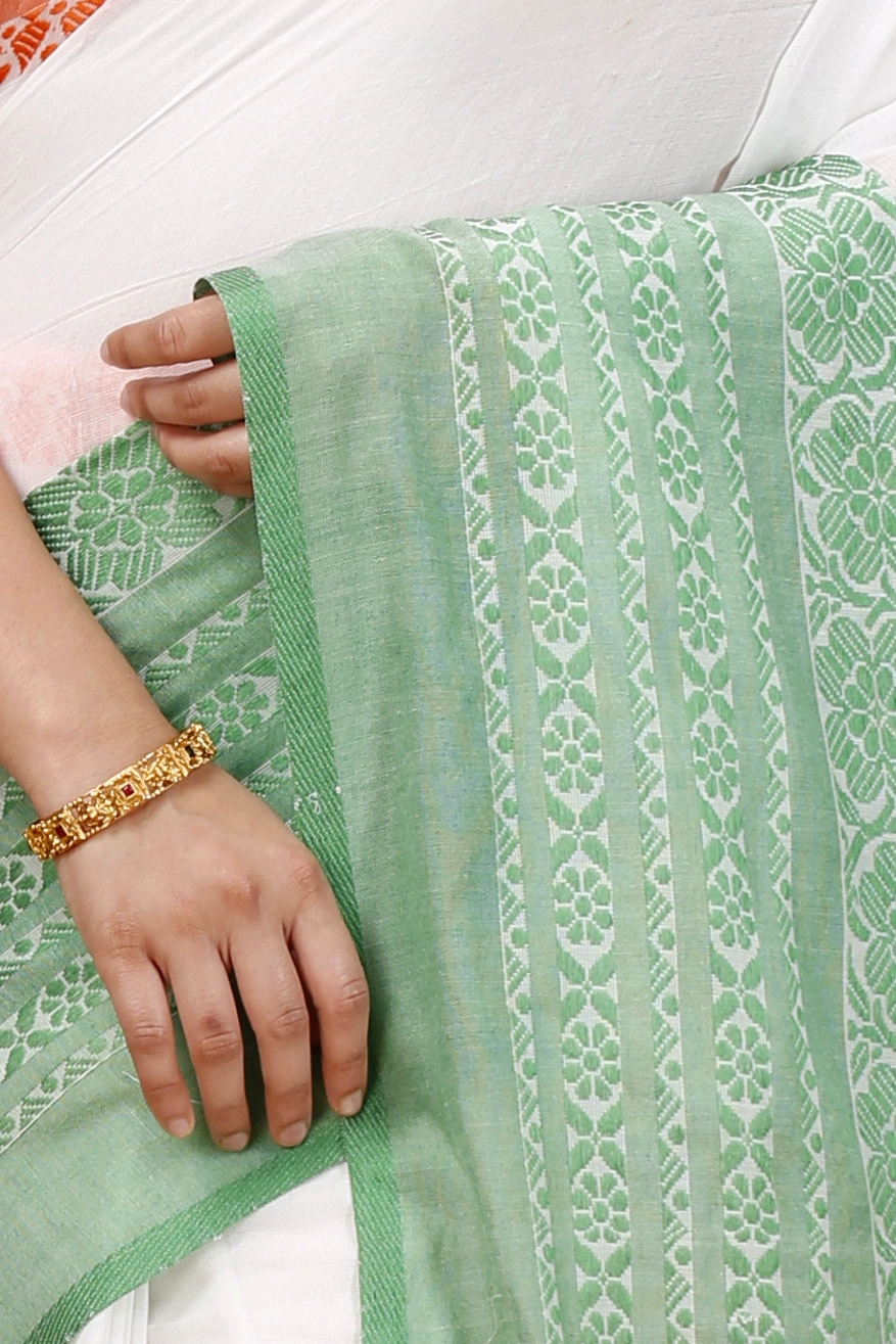 Multi-Coloured Pure Cotton Mala Hand Loom Saree (1573)