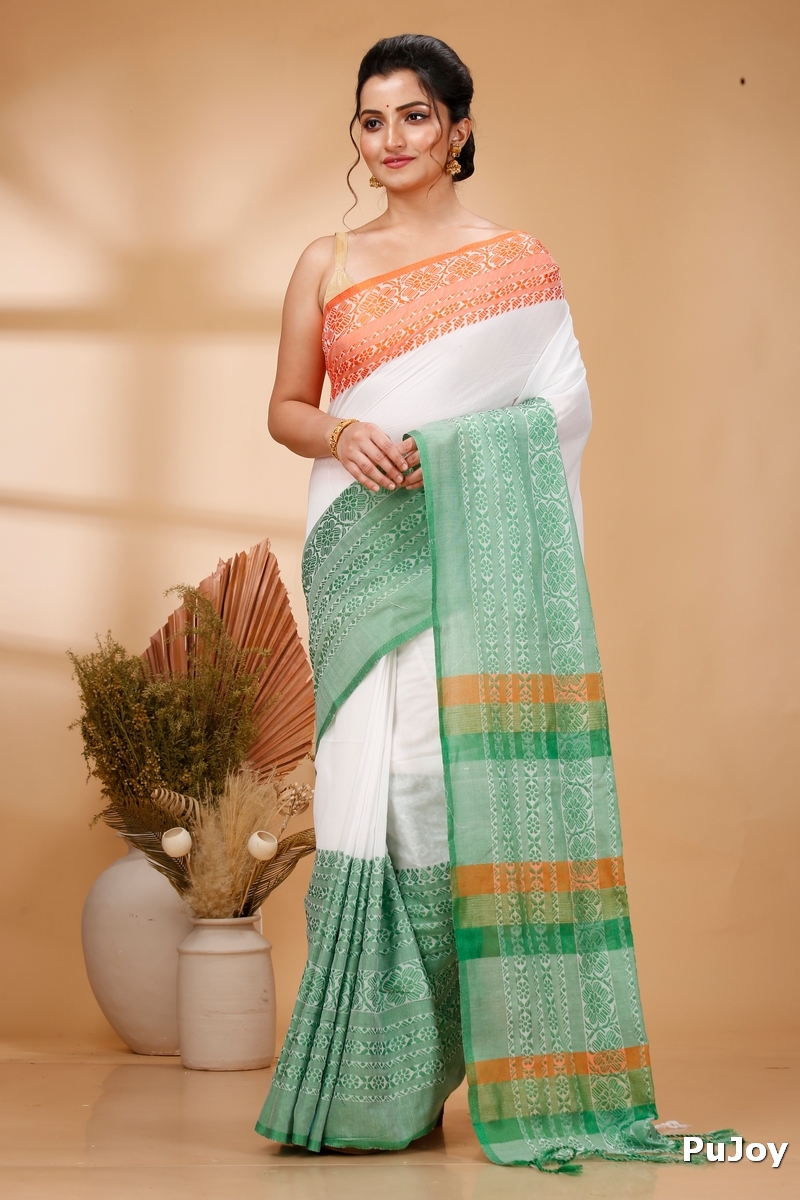 Multi-Coloured Pure Cotton Mala Hand Loom Saree (1573)