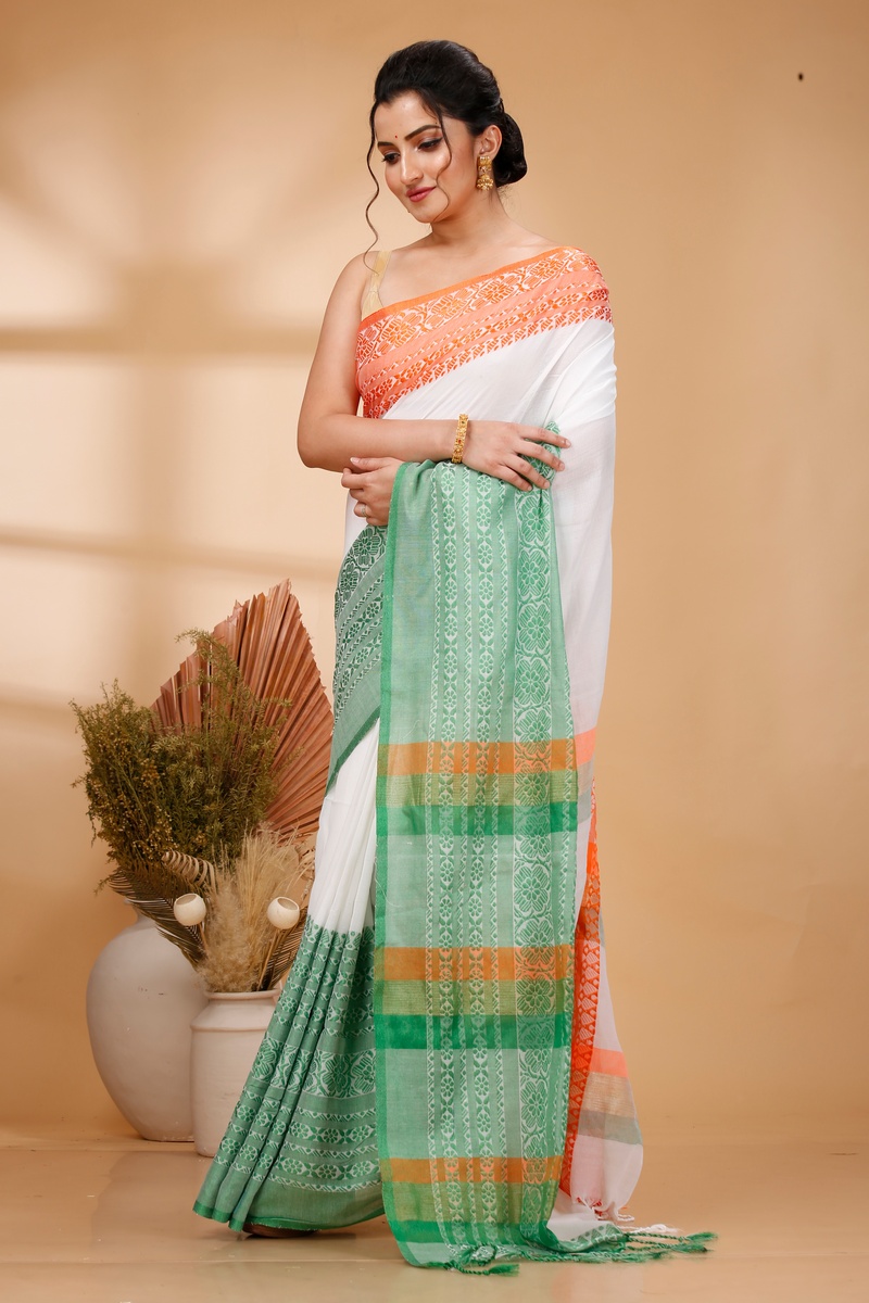 Multi-Coloured Pure Cotton Mala Hand Loom Saree (1573)