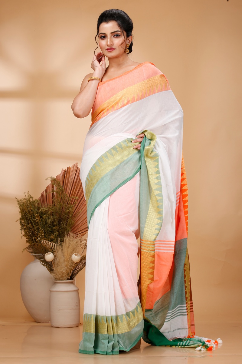 Multi-Coloured Pure Cotton Mala Hand Loom Saree (1574)