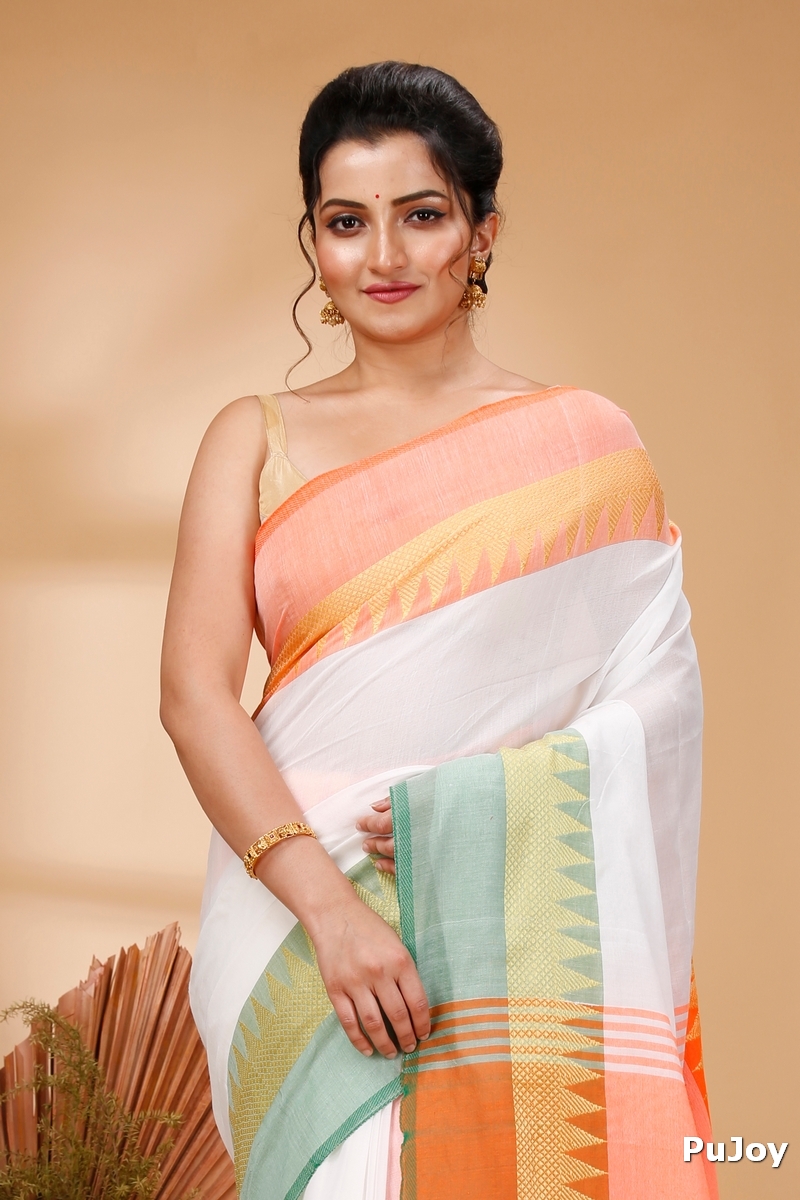 Multi-Coloured Pure Cotton Mala Hand Loom Saree (1574)