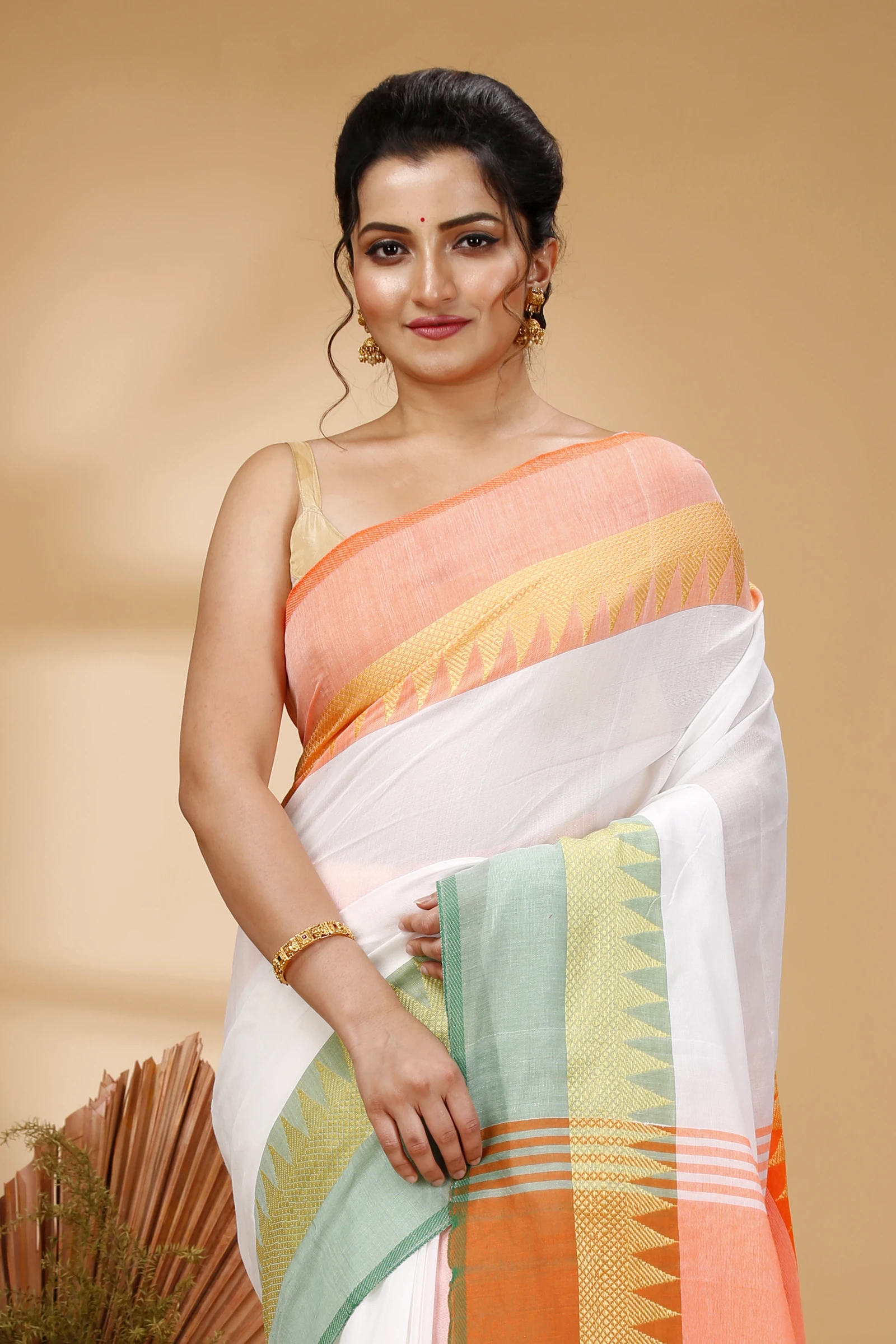 Multi-Coloured Pure Cotton Mala Hand Loom Saree (1574)
