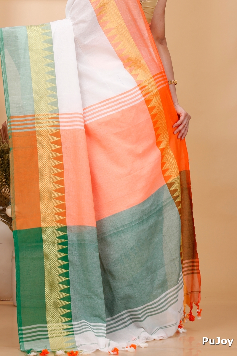 Multi-Coloured Pure Cotton Mala Hand Loom Saree (1574)
