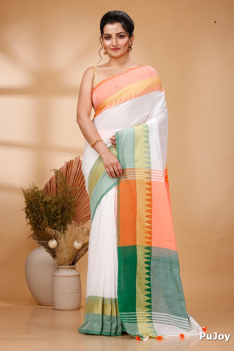 Multi-Coloured Pure Cotton Mala Hand Loom Saree (1574)