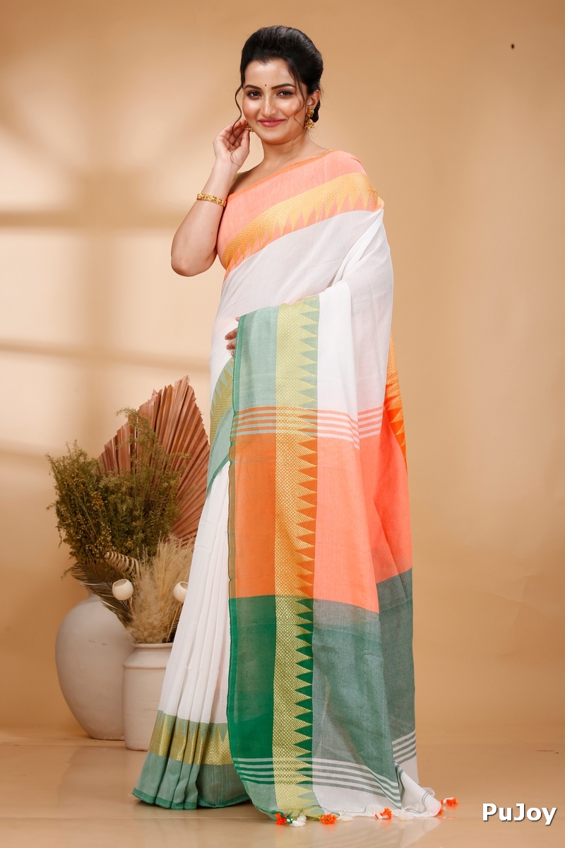 Multi-Coloured Pure Cotton Mala Hand Loom Saree (1574)