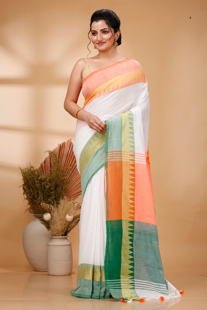 Multi-Coloured Pure Cotton Mala Hand Loom Saree (1574)
