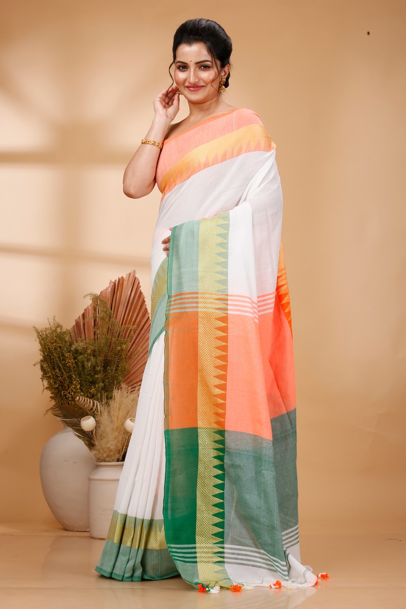 Multi-Coloured Pure Cotton Mala Hand Loom Saree (1574)