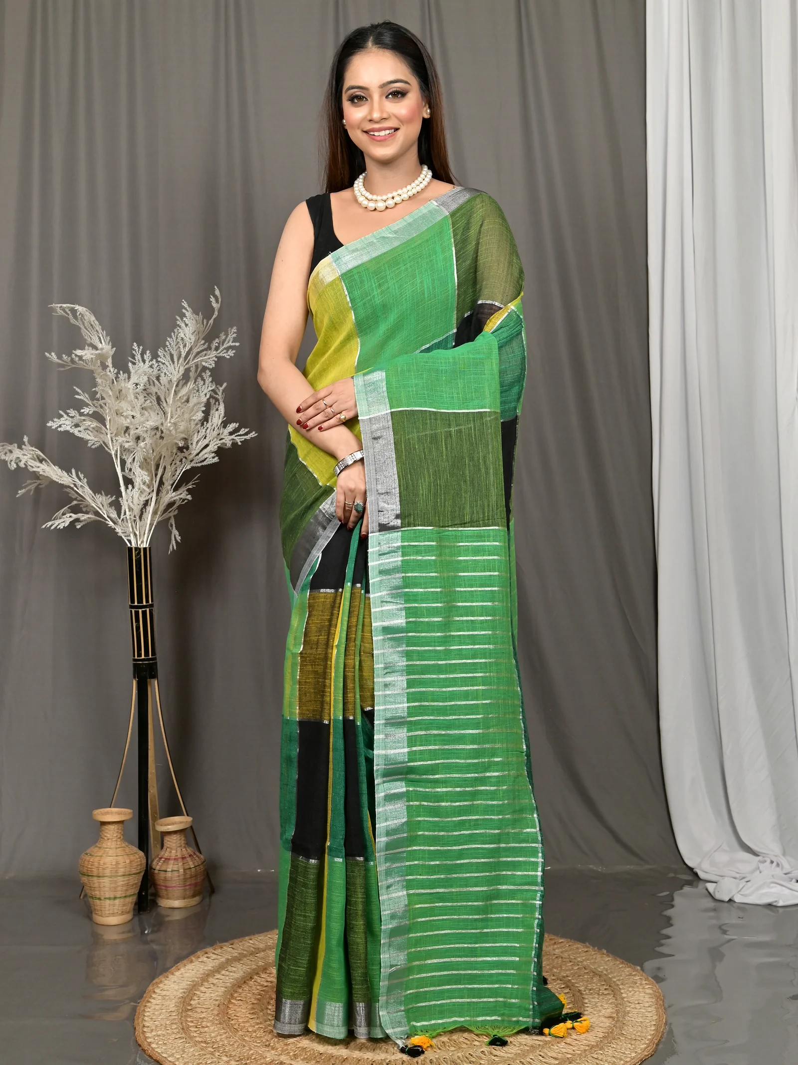 Multi-Coloured Cotton Souvon Handloom Saree  (158)