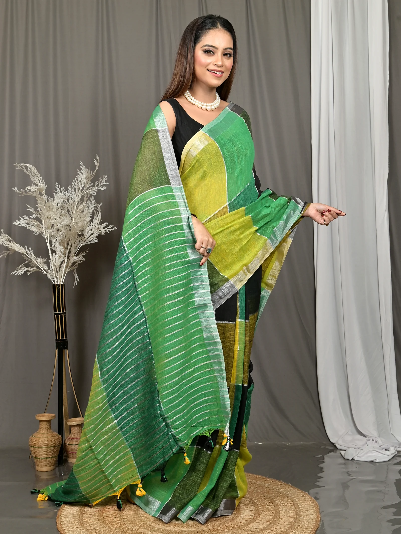 Multi-Coloured Cotton Souvon Handloom Saree  (158)