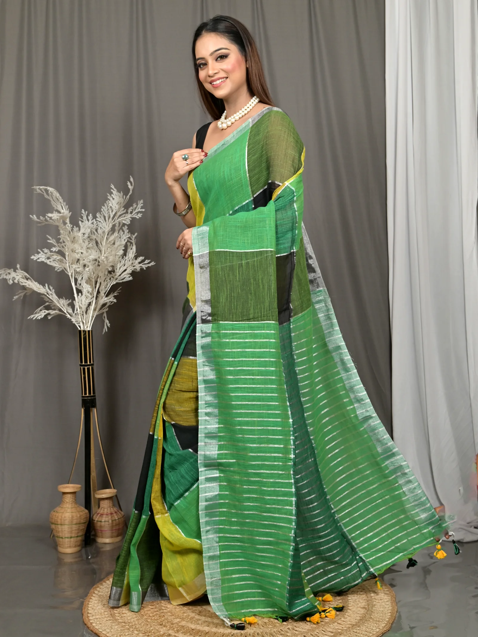 Multi-Coloured Cotton Souvon Handloom Saree  (158)