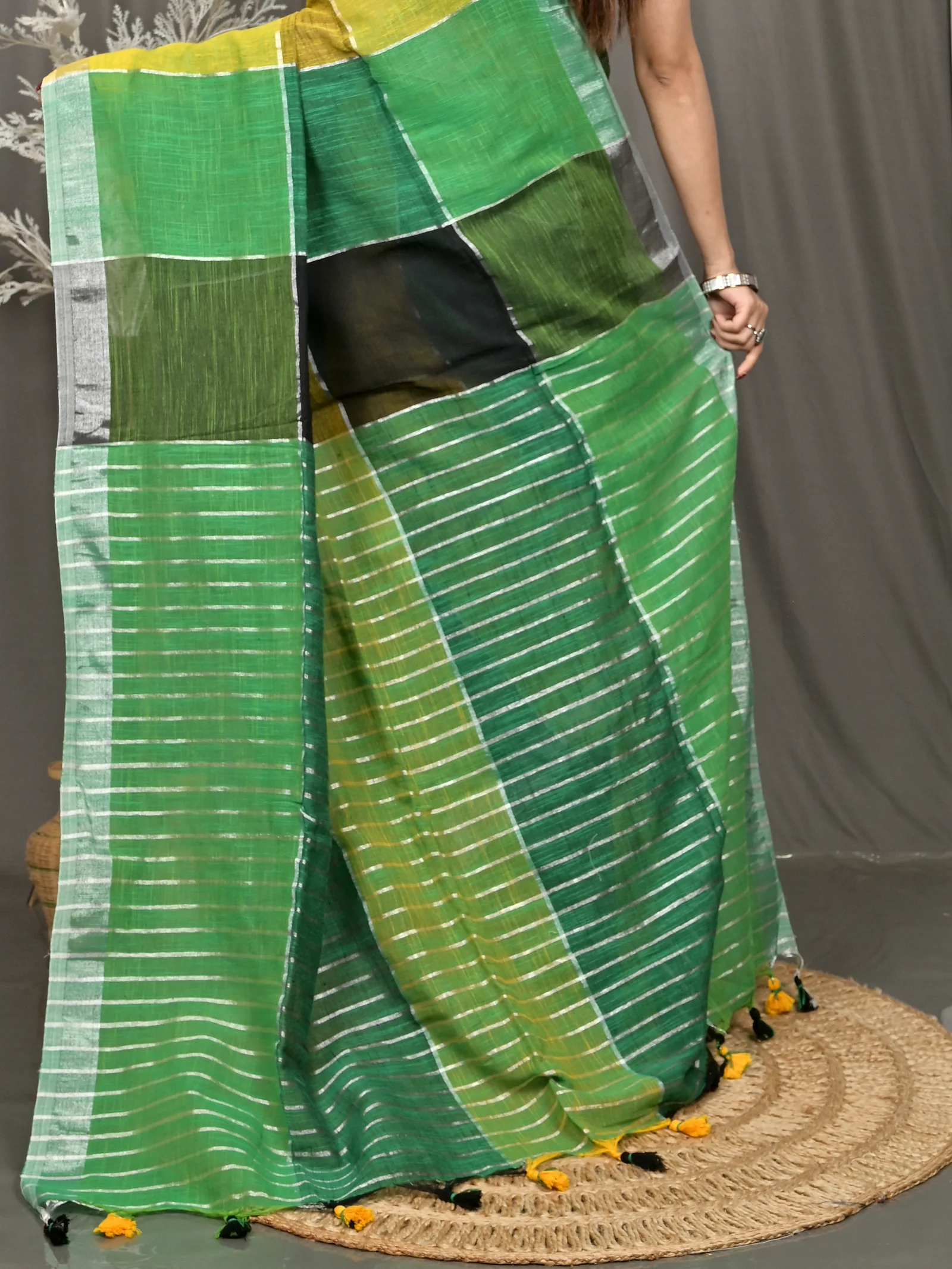 Multi-Coloured Cotton Souvon Handloom Saree  (158)