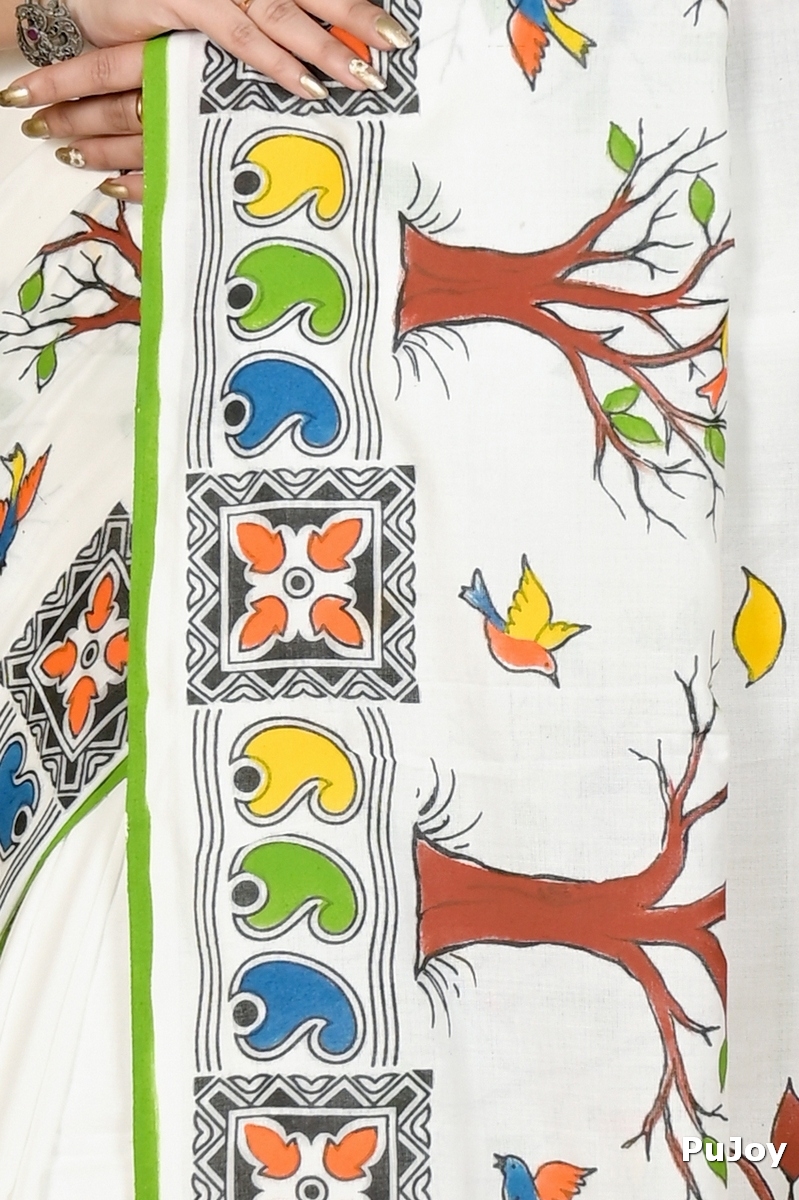 White Pure Cotton Asu Hand Loom Saree (1580)
