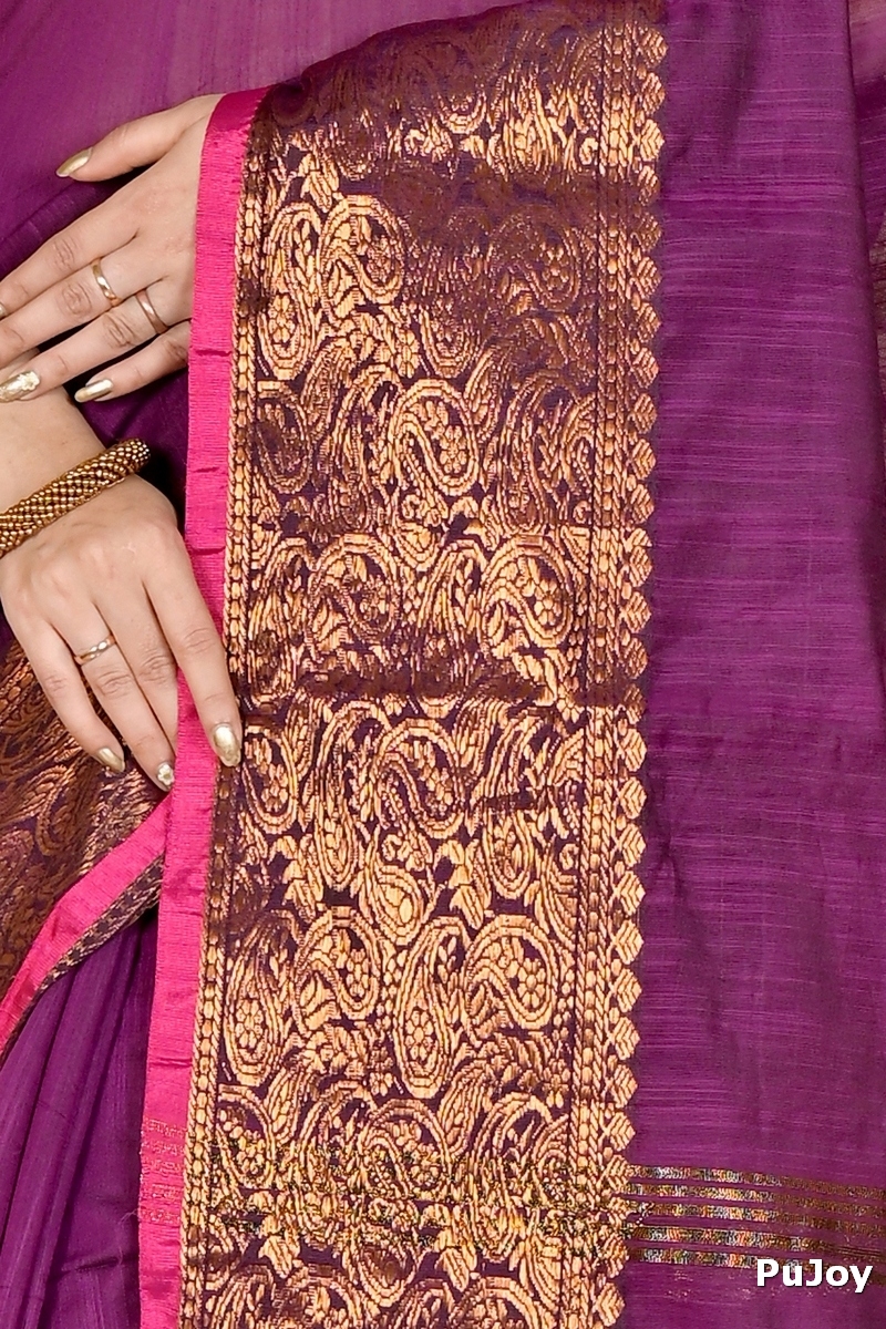 Purple Cotton Silk Asta Hand Loom Saree (1582)