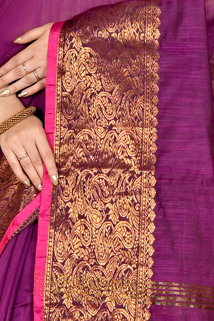 Purple Cotton Silk Asta Hand Loom Saree (1582)