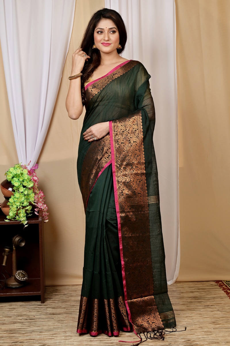 Black Cotton Silk Asta Hand Loom Saree (1583)