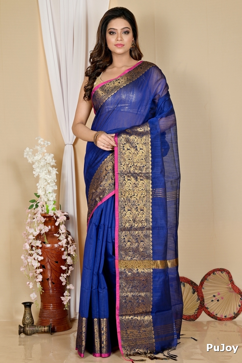 Naby Blue Cotton Silk Asta Hand Loom Saree (1586)