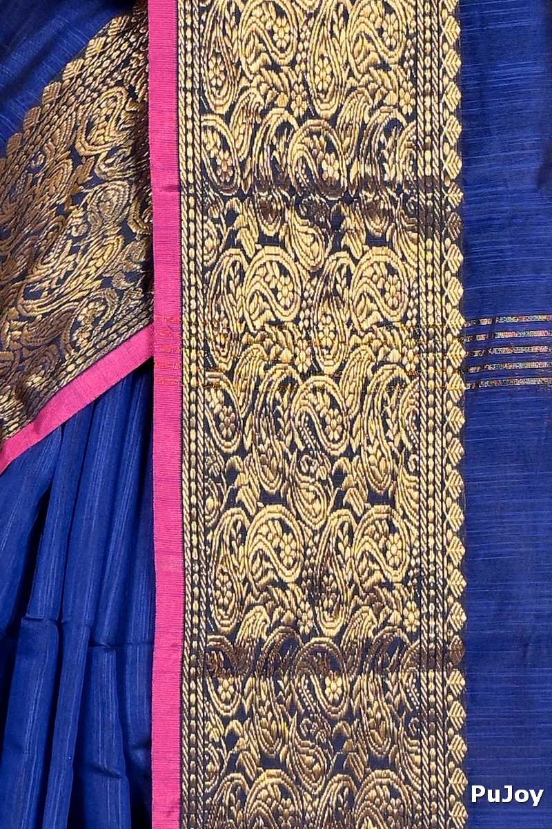 Naby Blue Cotton Silk Asta Hand Loom Saree (1586)