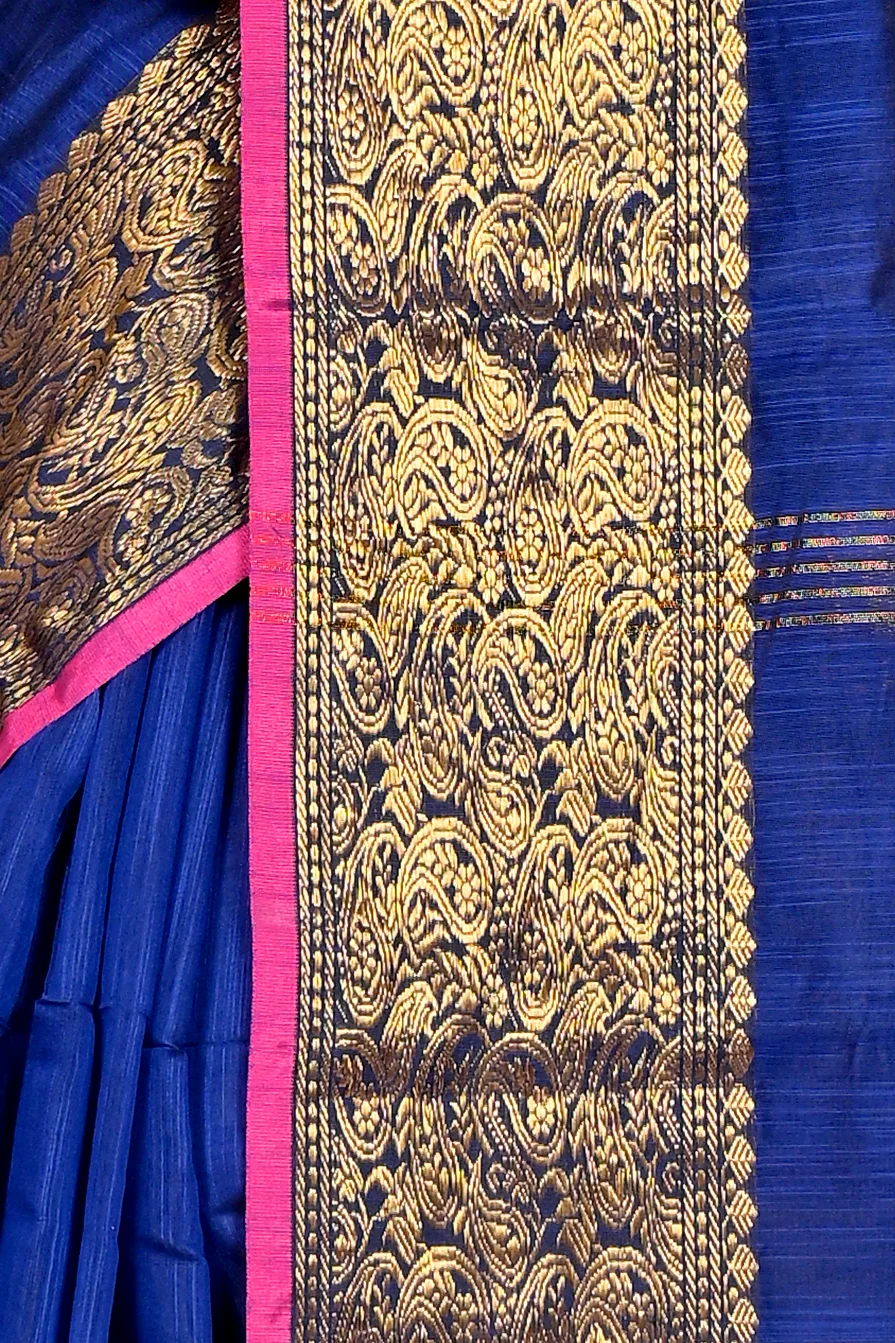 Naby Blue Cotton Silk Asta Hand Loom Saree (1586)