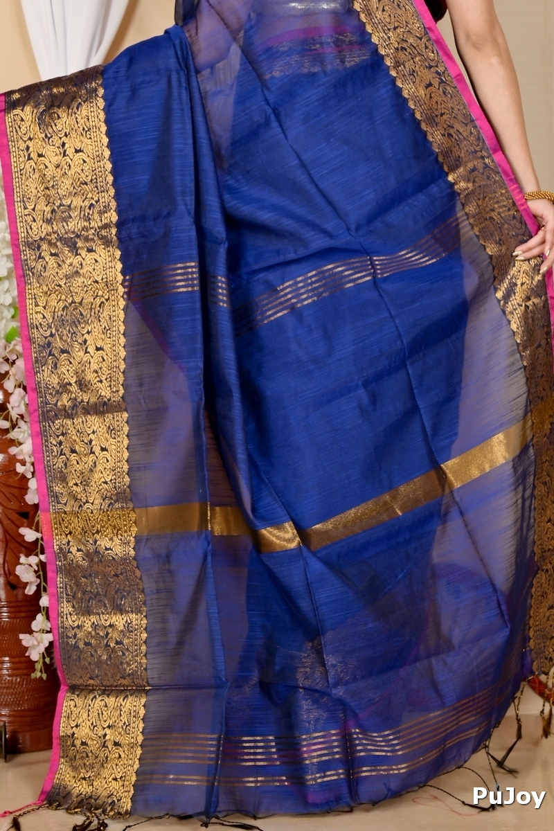 Naby Blue Cotton Silk Asta Hand Loom Saree (1586)
