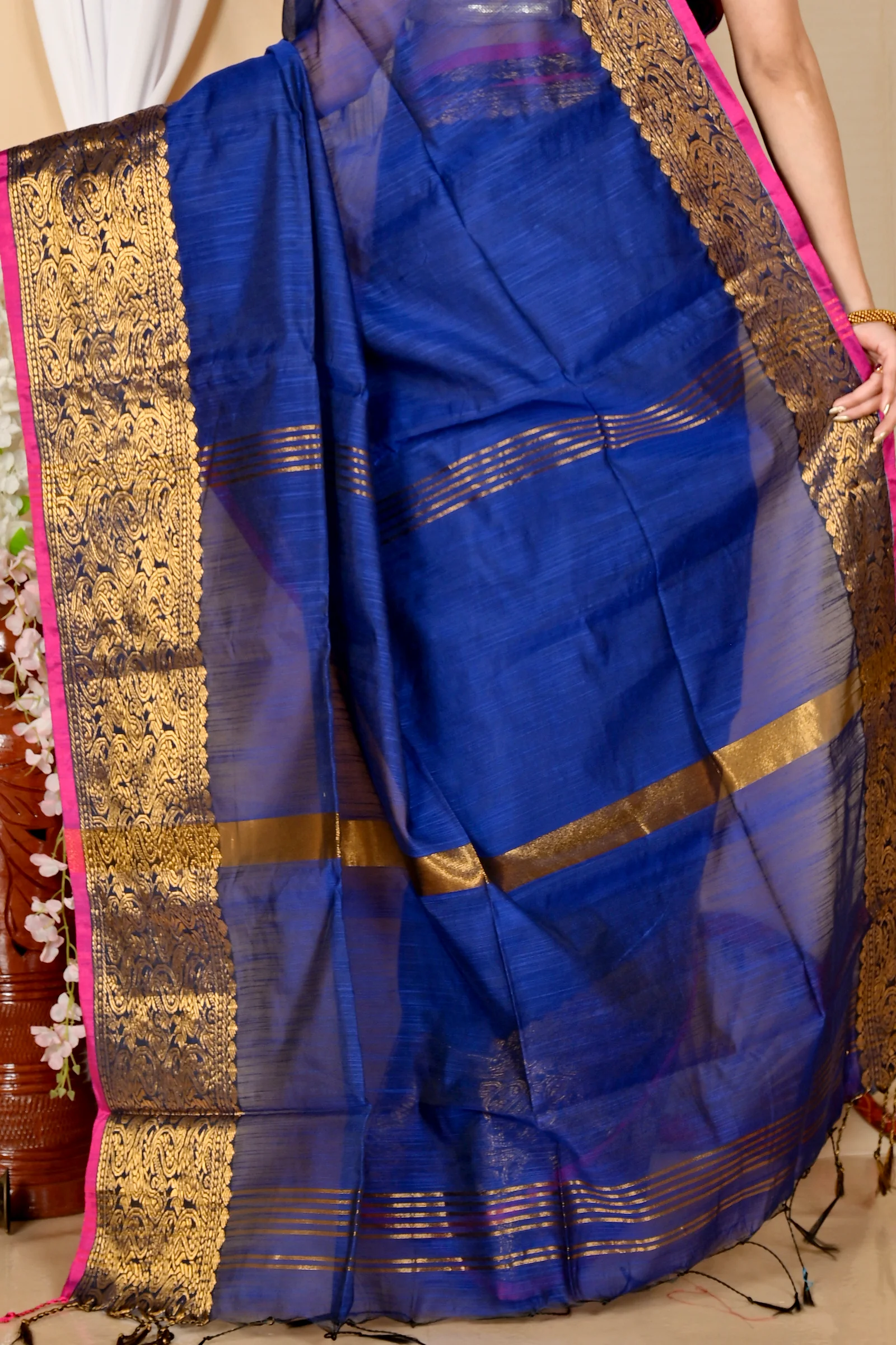 Naby Blue Cotton Silk Asta Hand Loom Saree (1586)