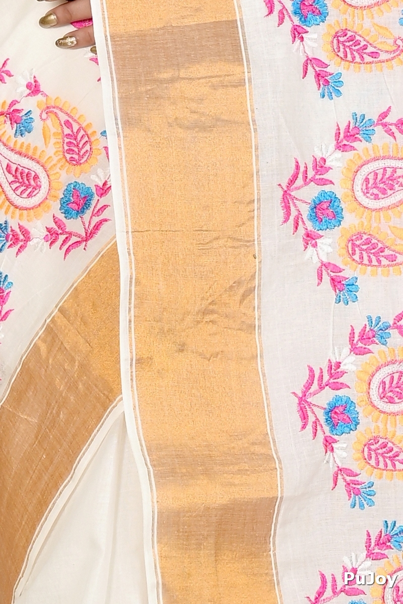White Pure Cotton Askiti Tant Embroidery (1599)